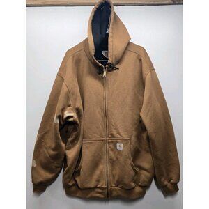 CARHARTT Men's Sweatshirt Jacket XL Distressed Thrashed Hooded Workwear WARM